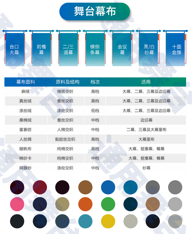 裝飾炫麗舞臺，提升演出效果！通用舞臺教您一圖看懂舞臺阻燃幕布